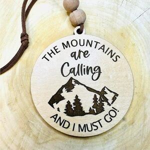 Wooden Mountain Pendant with Quote
